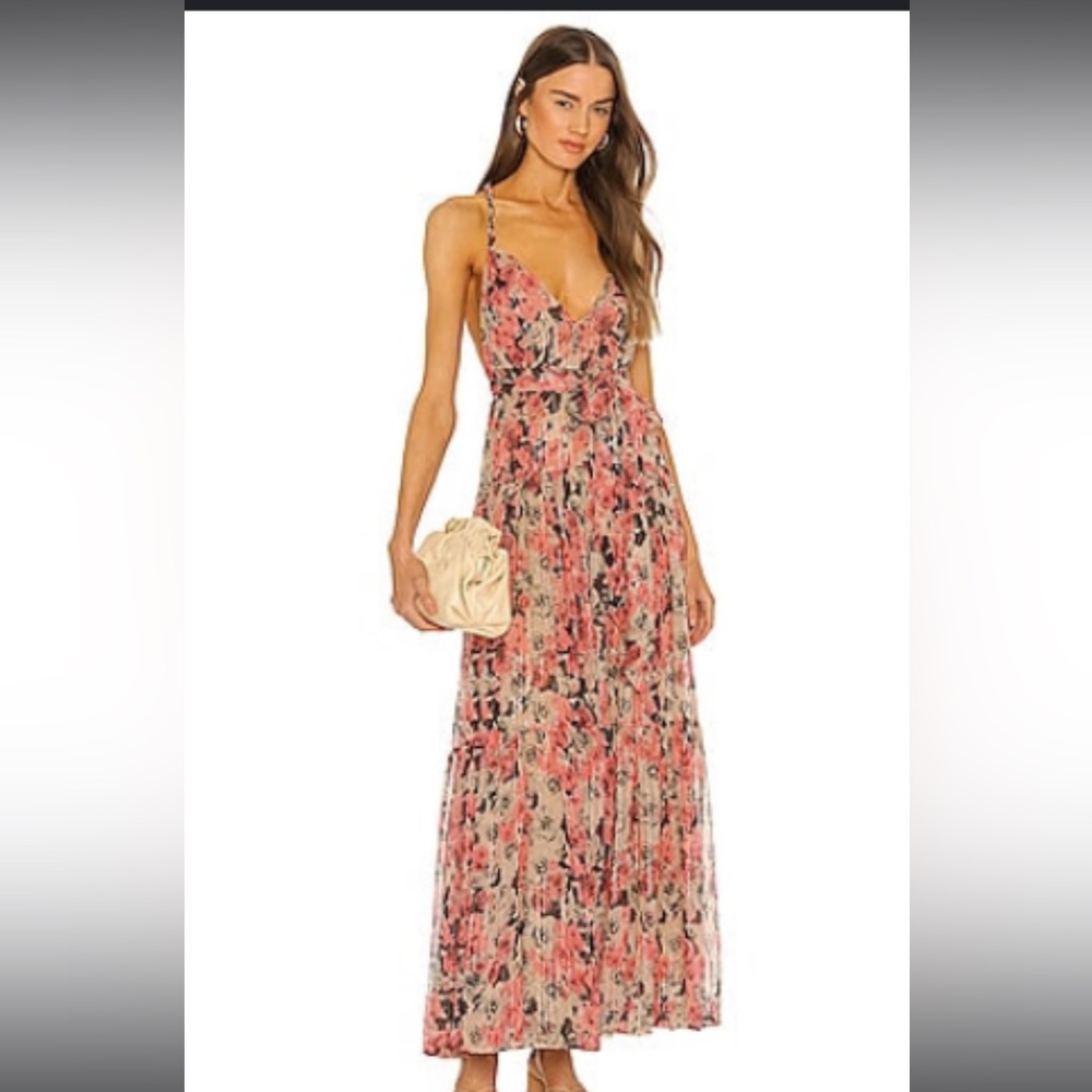 ASTR Eartha Dress in Taupe Pink Floral -Size Small